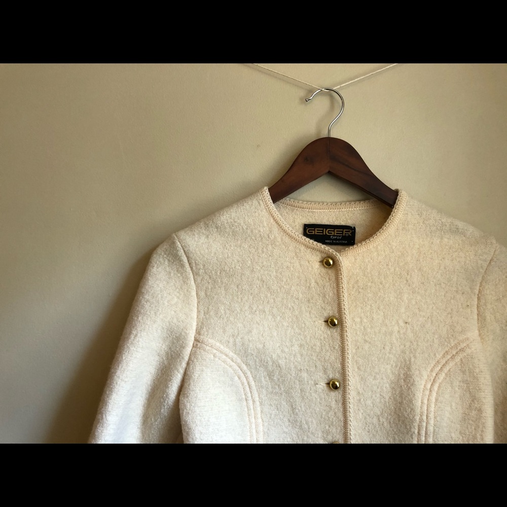 Cream Geiger Austria Blazer Jacket Boiled Wool
